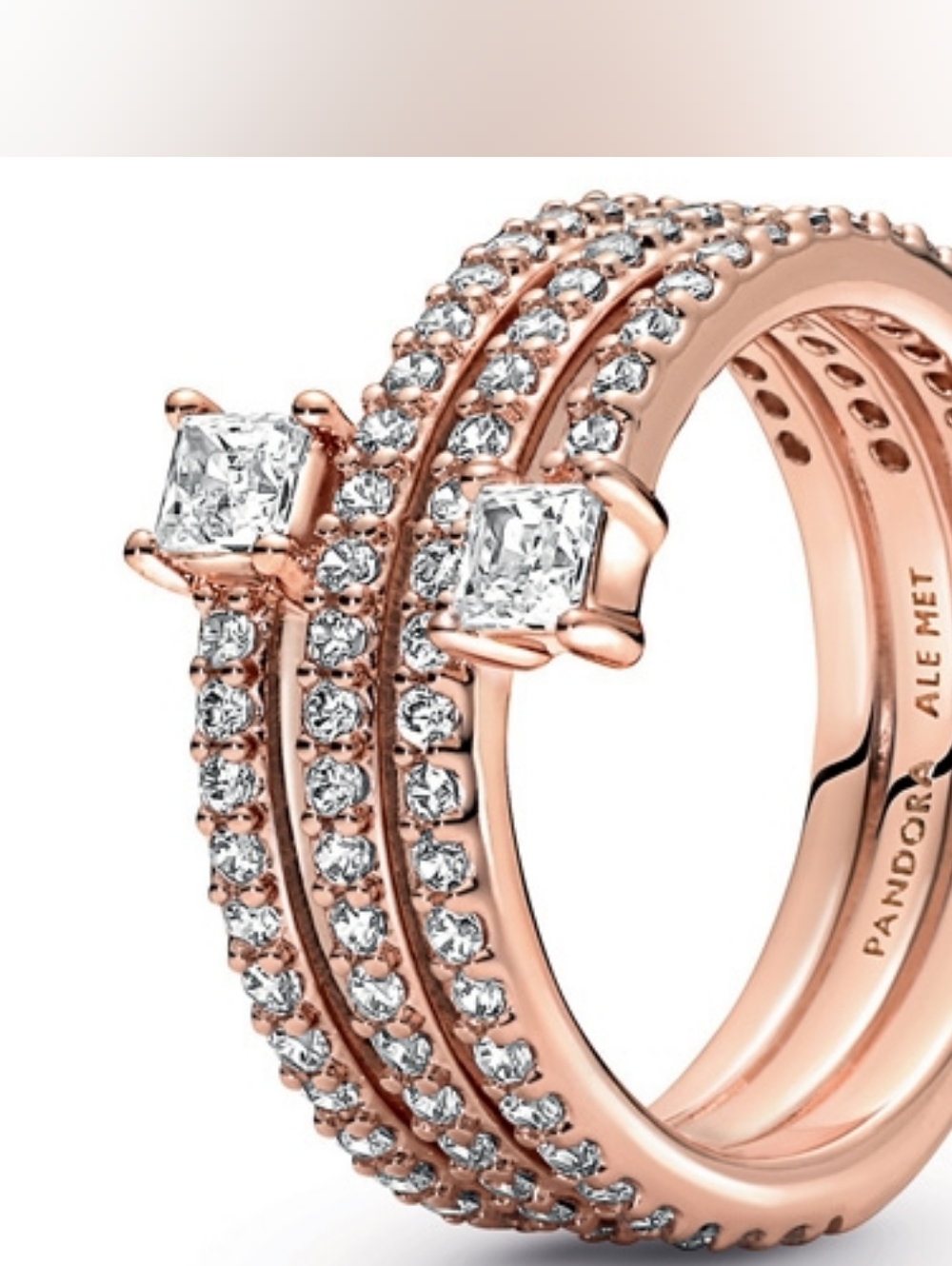 Authentic retired Pandora Rose Gold-Plated Triple Spiral Ring